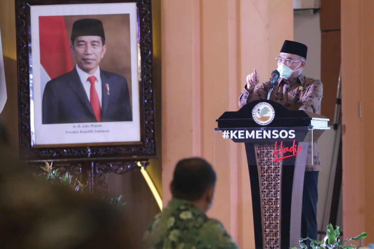 Menteri Sosial (Mensos) Ad Internim Muhadjir Effendy sedang memberikan pidato dalam acara Workshop Virtual Antikorupsi untuk memperingati Hari Antikorupsi Sedunia (Harkodia) 2020, bertempat di Gedung Aneka Bhakti Kementerian Sosial, Jakarta, Selasa (15/12/2020).