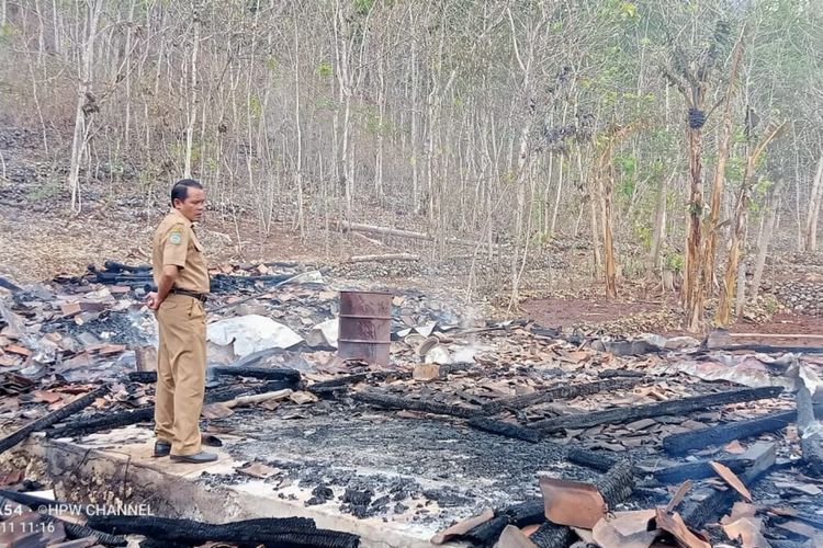 Lokasi rumah terbakar di Kapanewon Rongkop, Gunungkidul. Senin (11/12/2023)