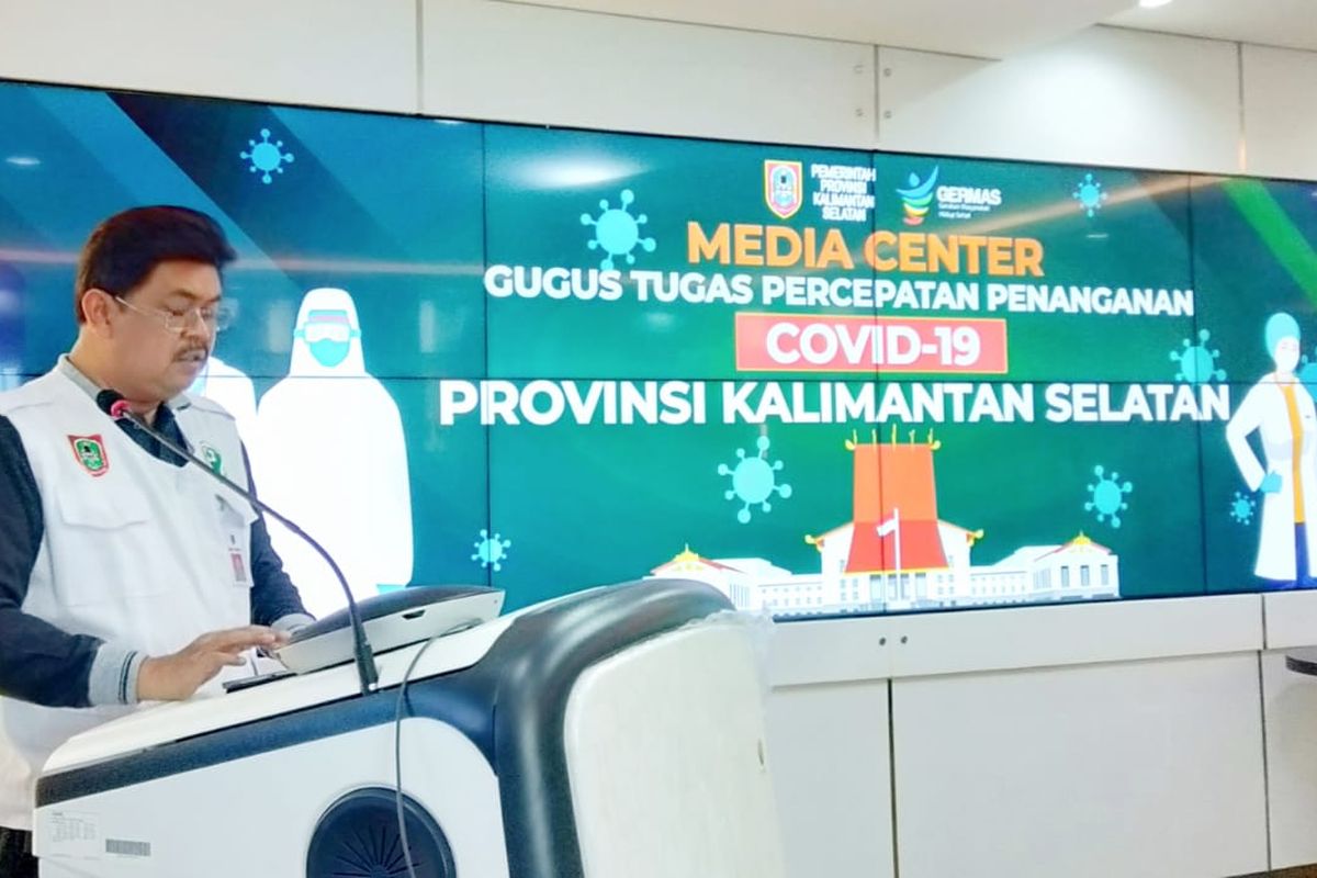 Juru Bicara Gugus Tugas Percepatan Penanganan Covid 19 Kalsel, M Muslim menyampaikan update terbaru kasus Covid 19 di Kalsel, Jumat (1/5/2020) sore.