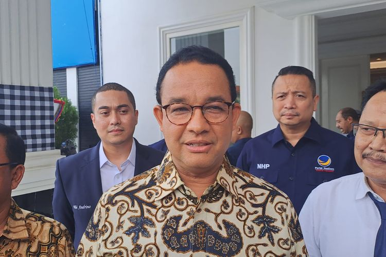 Capres nomor urut 1 Anies Baswedan saat ditemui di Akademi Bela Negara Partai Nasdem, Jakarta Selatan, Kamis (2/5/2024). 