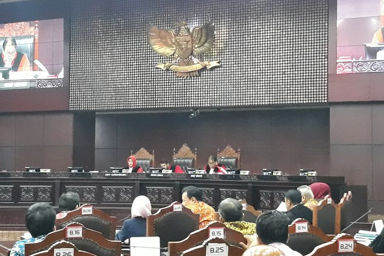 Sidang sengketa hasil pileg di Mahkamah Konstitusi (MK), Jakarta Pusat, Rabu (17/7/2019).