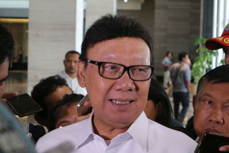 Menteri Dalam Negeri Tjahjo Kumolo ketika ditemui di hotel Bidakara, Jakarta, Rabu (7/2/2018).
