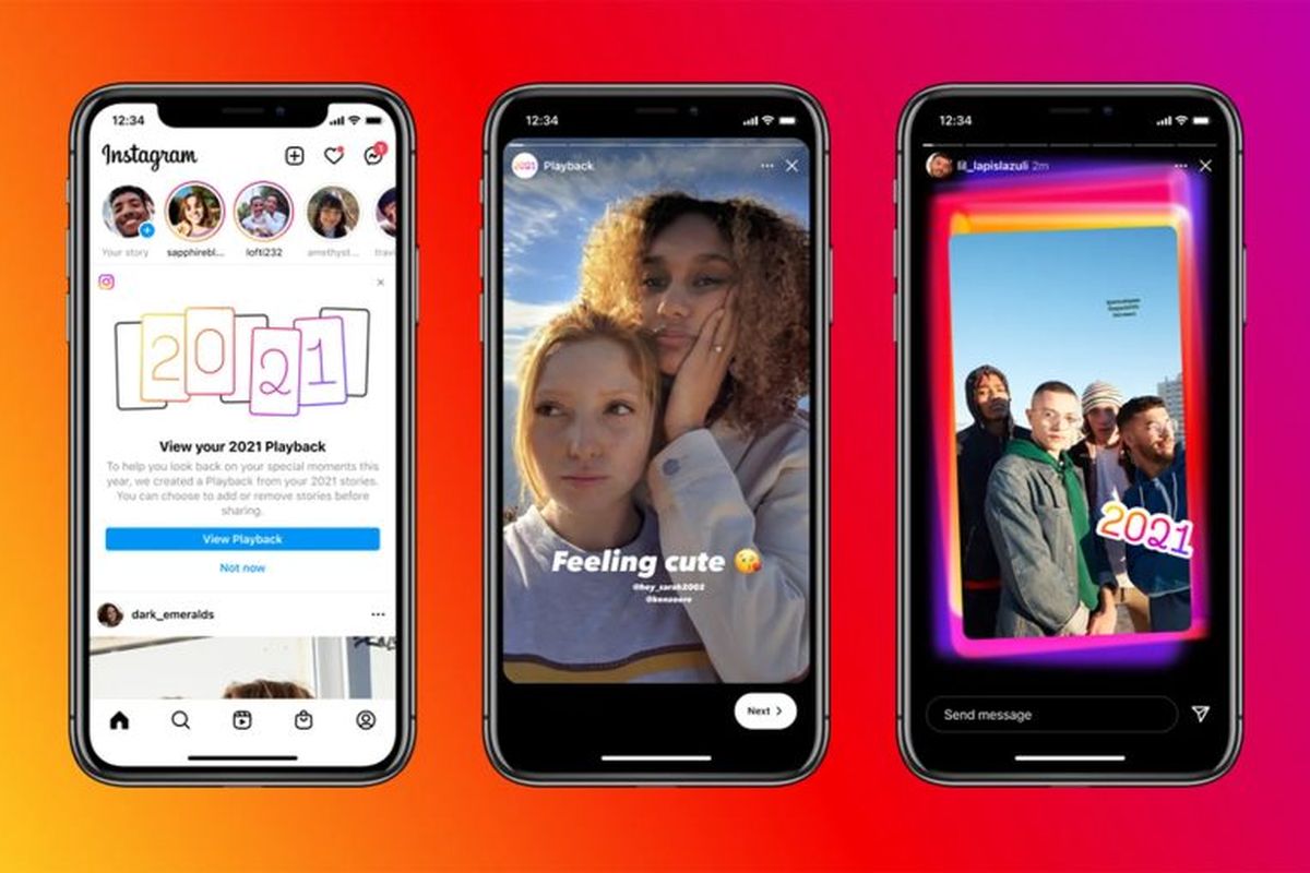 Ilustrasi fitur 2021 Playback di Instagram.