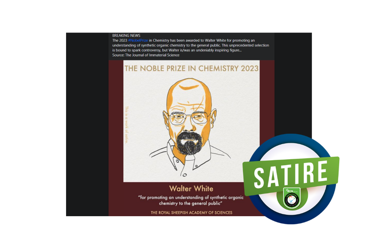 Satire, Walter White dari serial Breaking Bad menang Hadiah Nobel Kimia 2023