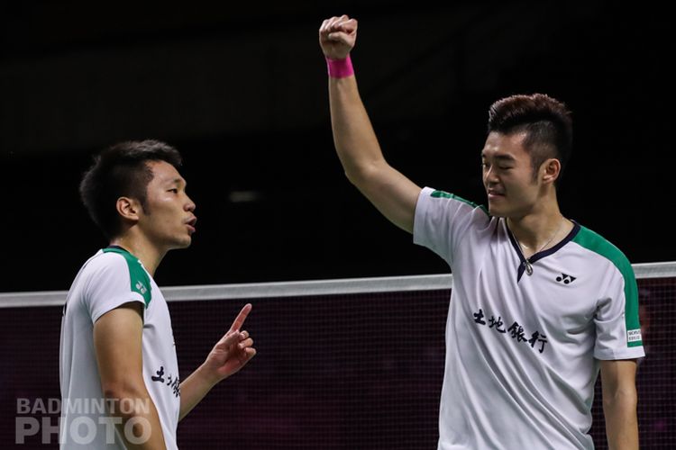 Ganda putra Taiwan, Lee Yang/Wang Chi-Lin seusai memastikan satu tempat di partai puncak BWF World Tour Finals 2020.