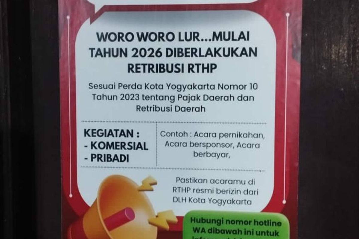 Ramai Soal Stiker Retribusi Pemanfaatan RTHP di Yogyakarta, DLH Mengaku Tak Tahu Siapa Penempelnya