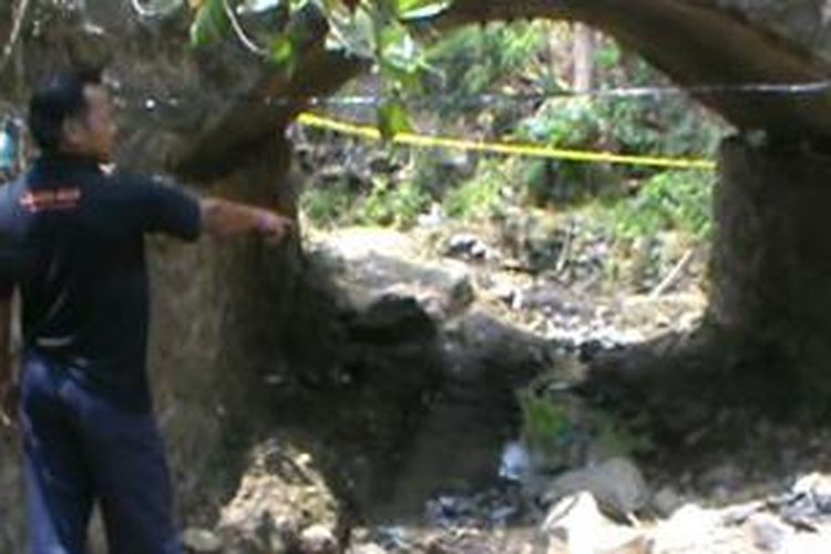 Lokasi penemuan jasad bocah berusia sembilan tahun di kolong sebuah jembatan di Desa Bulurejo, Wonogiri. 