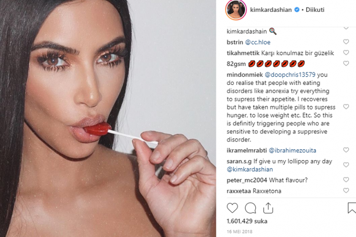 Kim Kardashian mempromosikan lolipop penekan nafsu makan