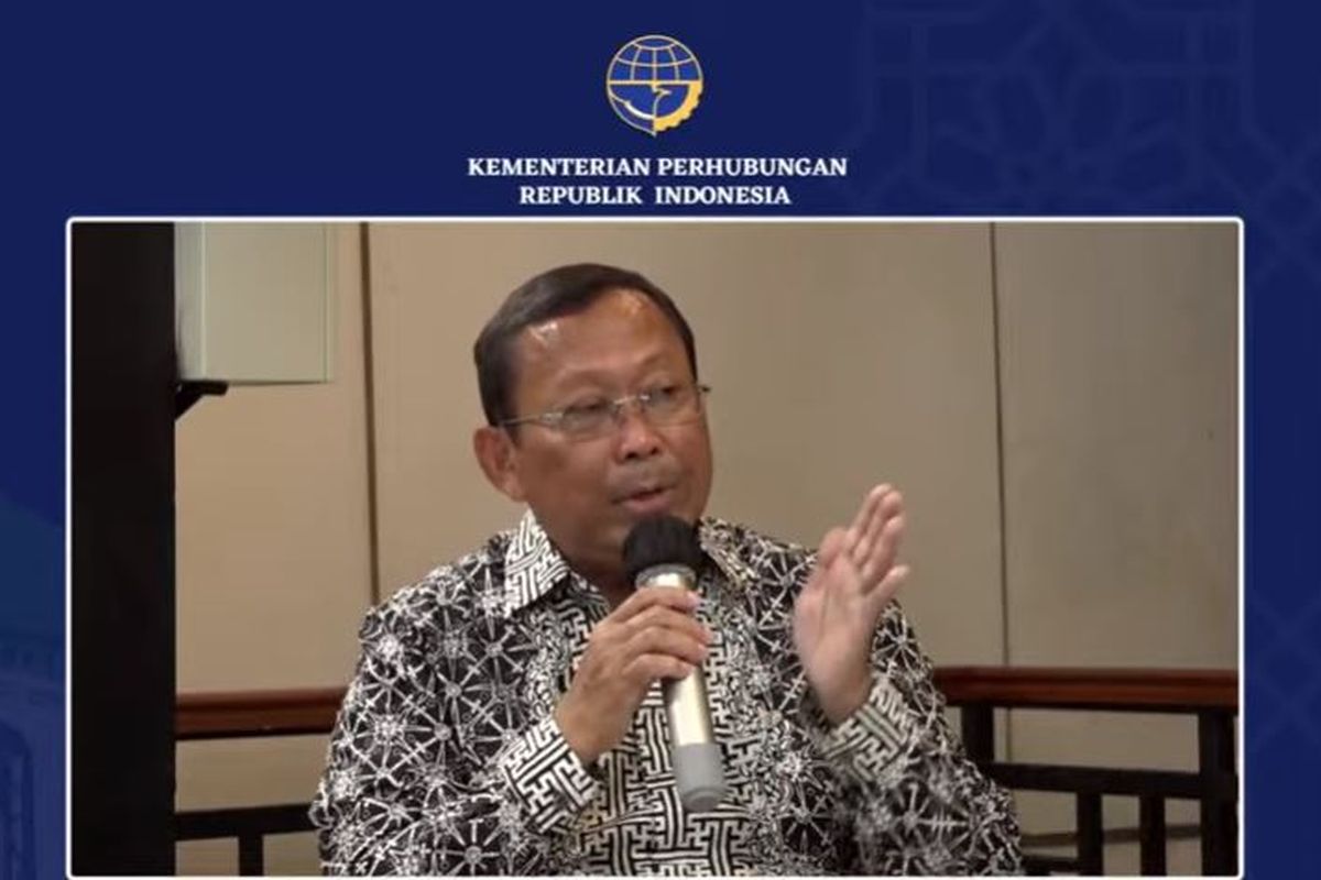 Dirjen Perhubungan Darat Budi Setiyadi saat Media Briefing ?Kesiapan Penyelenggaraan Angkutan Lebaran Tahun 2022? yang dilaksanakan di Gedung Kemenhub pada Jumat (8/4/2022).