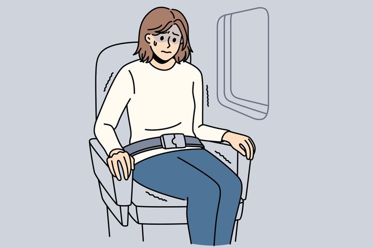 Ilustrasi aerophobia atau takut naik pesawat terbang