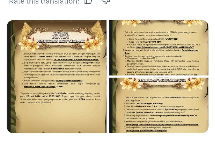 Viral Unggahan Mahasiswa UPN Veteran Jakarta Wajib Buka 3 Rekening Bank, Ini Penjelasan Kampus