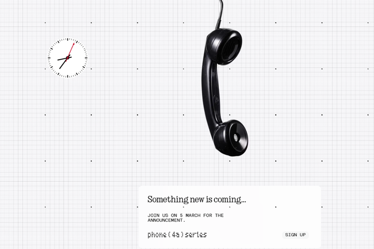 Undangan peluncuran seri Phone (4a) yang ditampilkan di website resmi Nothing. 