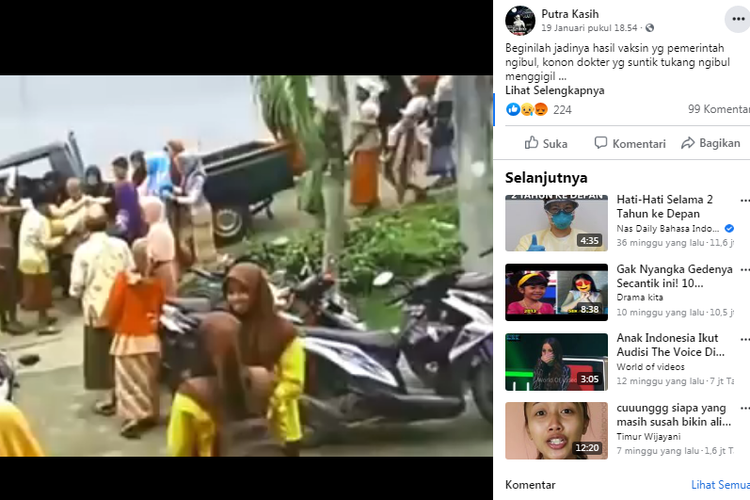 Hoaks warga disebut bergelimpangan usai suntik vaksin corona diunggah oleh seorang netizen