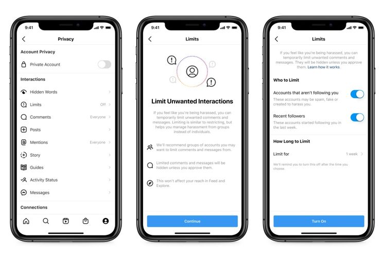 Ilustrasi fitur Limits di Instagram.