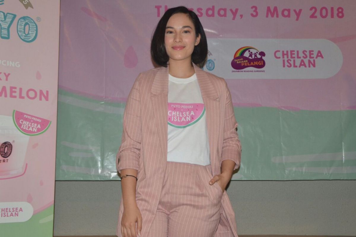 Chelsea Islan hadir dalam sebuah kegiatan di kawasan Kebayoran, Jakarta Selatan, Kamis (3/5/2018).