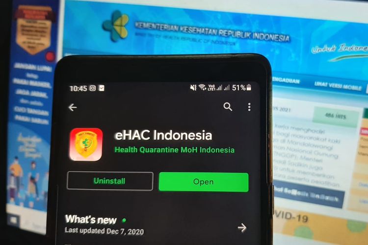 Aplikasi e-HAC di Google Play Store.