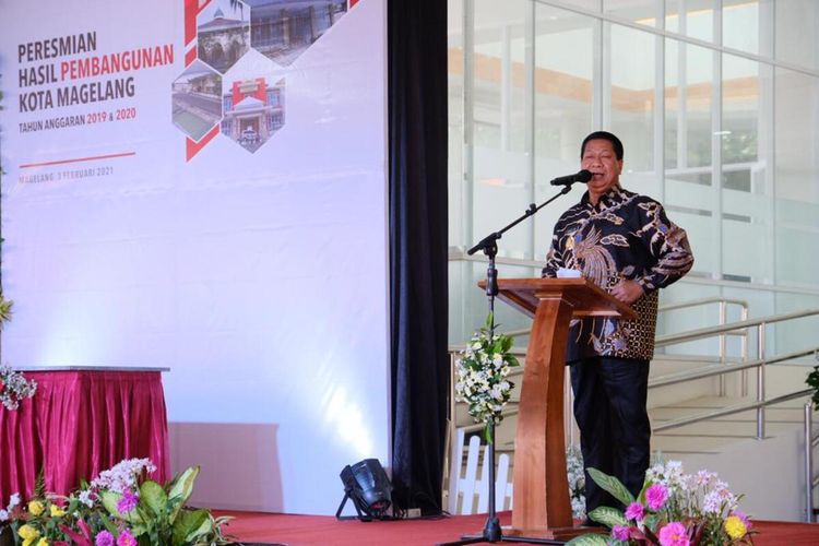 Wali Kota Magelang Sigit Widyonindito pada acara peresmian hasil pembangunan TA 2019/2020 di Gedung DPUPR Kota Magelang, Rabu (3/2/2021).