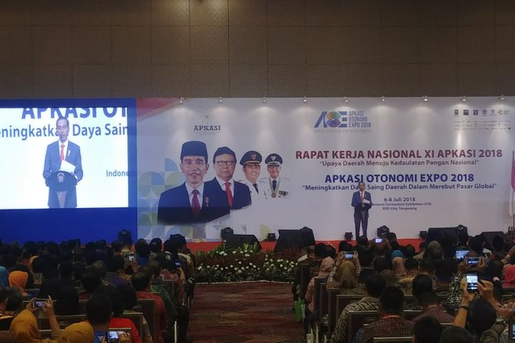 Presiden Joko Widodo di Rakornas Apkasi, Jumat (6/7/2018).