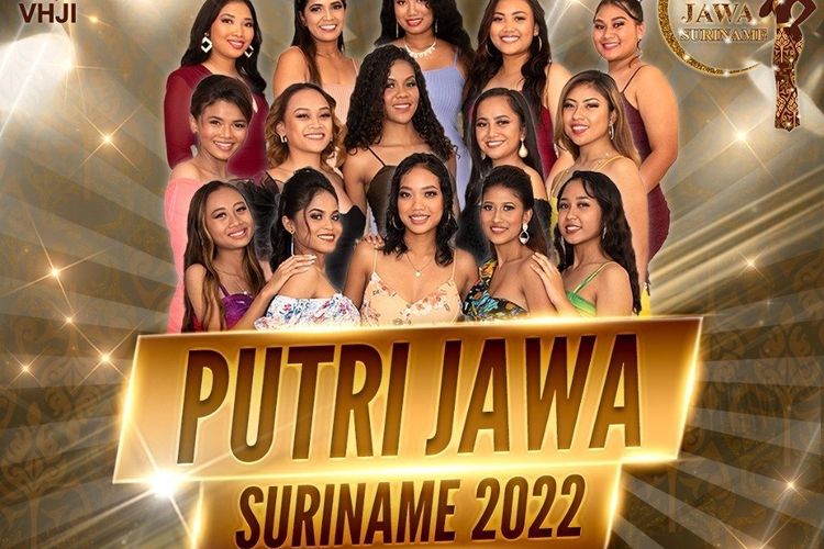 Poster kontes kecantikan Putri Jawa Suriname 2022. Babak awal digelar pada 30 Juli 2022 di Sana Budaya, Paramaribo ibu kota Suriname, dan finalnya bulan September.