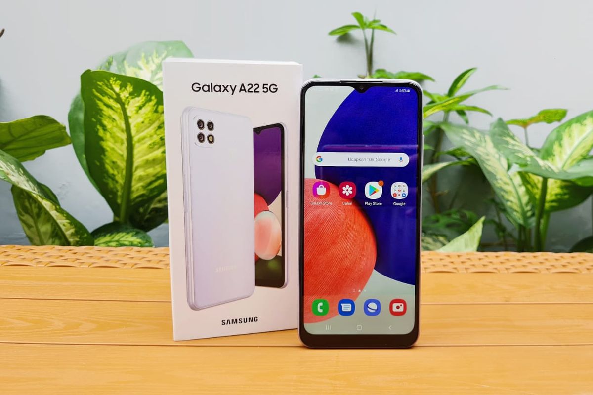 Tampilan layar depan Samsung Galaxy A22 5G