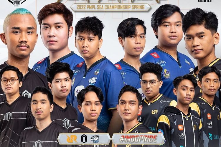 Ilustrasi tiga tim e-sports Indonesia yang bertanding di PMPL SEA 2022.