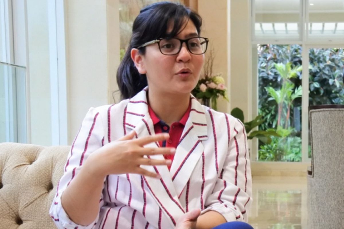 Sekjen PSSI, Ratu Tisha, menjawab sejumlah pertanyaan dalam wawancara eksklusif dengan Kompas.com, Selasa (12/2/2019). 