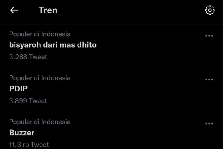 Keyword ?Bisyaroh dari Mas Dhito? trending di Twitter, Jumat (19/11/2021)