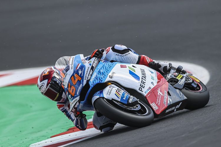 Pertamina Mandalica SAG Team Racer, Bo Bendsner, Moto2 mientras compite en San Marino