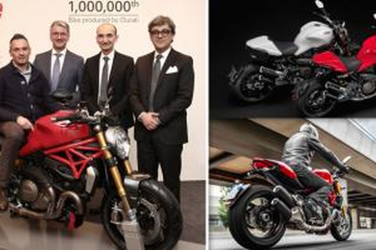 Ducati Monster 1200S produksi ke0-1 juta diserahterimakan langsung ke konsumen oleh petinggi Ducati dan Audi.