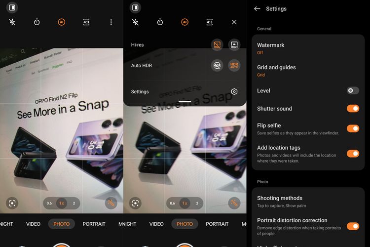 Cara pakai fitur Watermark di Oppo Find N2 Flip.