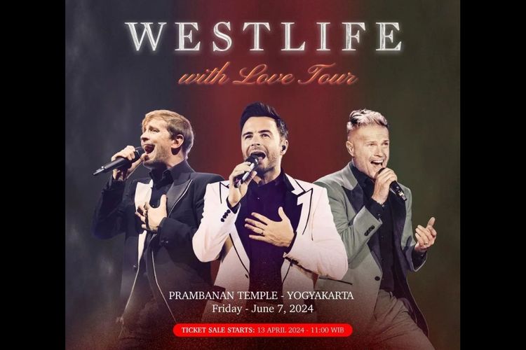 Grup musik Westlife akan kembali menyapa para penggemarnya di Indonesia dengan konser yang bertajuk Westlife with Love Tour 2024.
