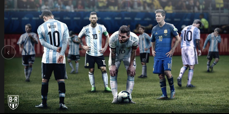 Ilustrasi kegagalan Lionel Messi bersama timnas Argentina di sembilan turnamen besar.