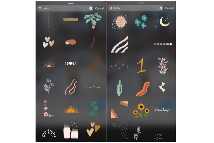 Stiker boho di Instagram.