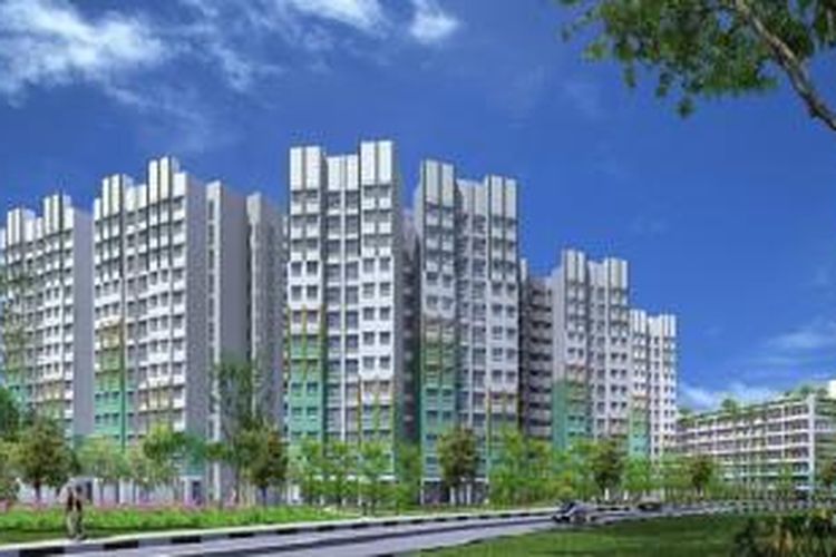 Rendering rusun Woodlands Glen, yang dikembangkan Housing Development Board (HDB).