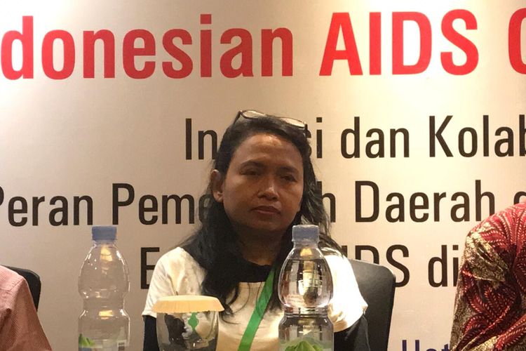 Hayu Ari Setyaningtyas atau Arini dalam acara The Indonesian AIDS Conference (iAIDS) 2019 di Bandung.