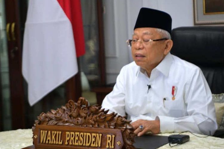 A file photo of Indonesian Vice President Maruf Amin during a virtual seminar recently. 