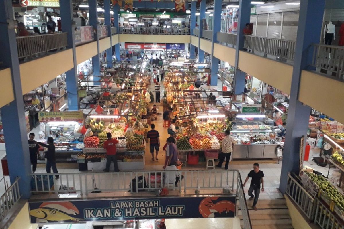 Suasana Lantai Lower Ground Fresh Market PIK, Jakarta Utara, Kamis (30/8/2018).