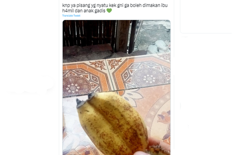 Tangkapan layar twit soal ibu hamil dan gadis tidak boleh makan pisang dempet