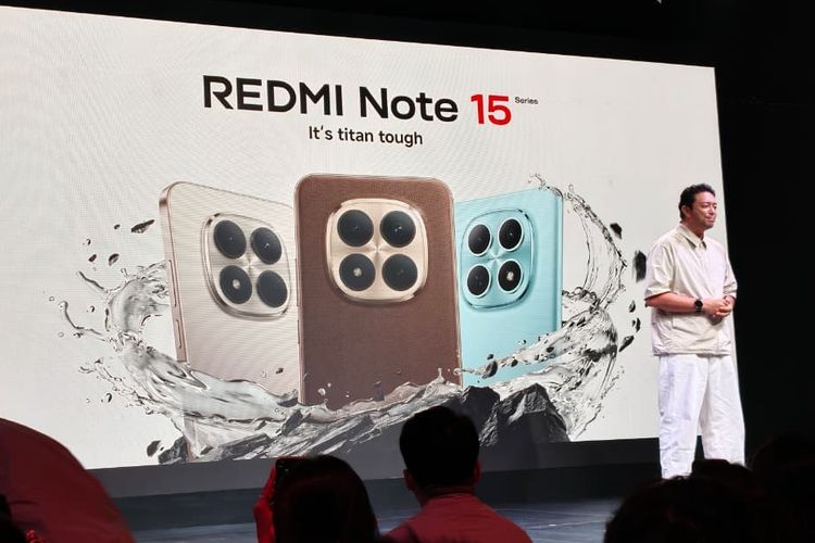 Marketing Director Xiaomi Indonesia, Andi Renreng menjelaskan fitur Redmi Note 15 Series dalam acara peluncuran Redmi Note 15 Series di Taman Ismail Marzuki, Cikini, Jakarta Pusat, Kamis (22/1/2026).