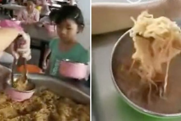 Dalam potongan video, terlihat seorang murid hanya mendapat mie polos sebagai menu makan siang. Rekaman itu menuai kemarahan orangtua siswa, dan berujung pemecatan kepala sekolahnya.