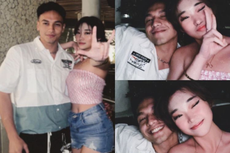 Aktor Jefri Nichol dan selebgram Livy Renata berfoto bersama di sebuah restoran.