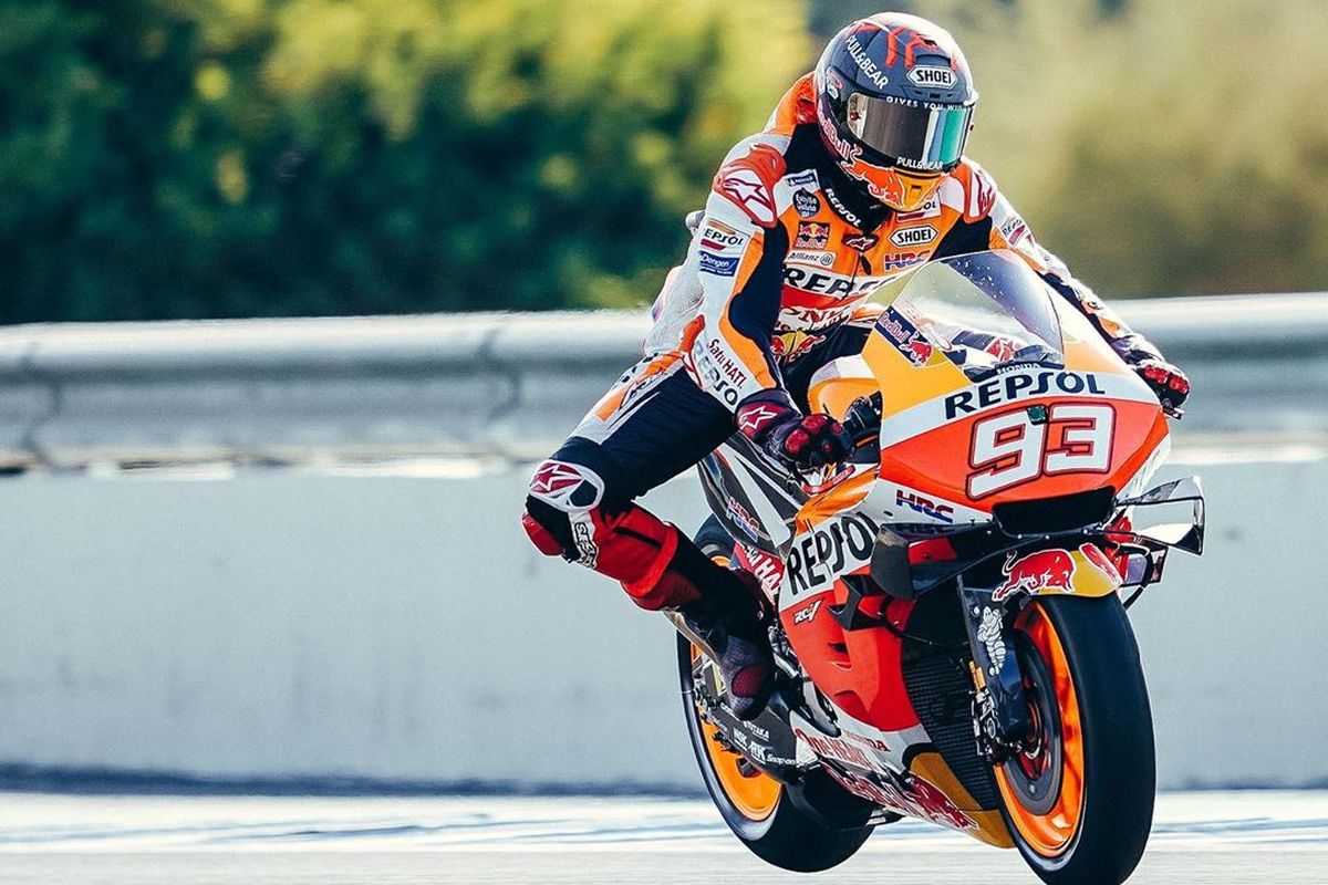 Marc Marquez saat berlaga di GP Andalusia 2020