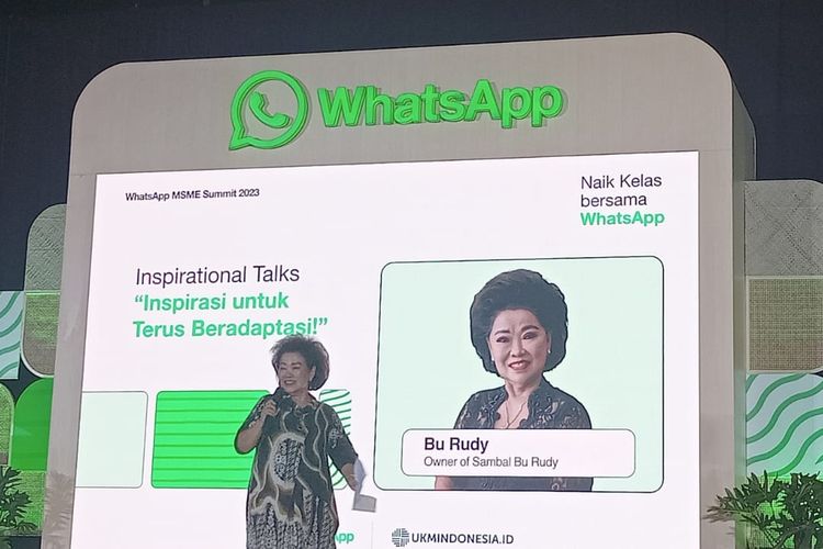 Pemilik Usaha Sambal Bu Rudy, Bu Rudy, dalam acara WhatsApp MSME Summit 2023