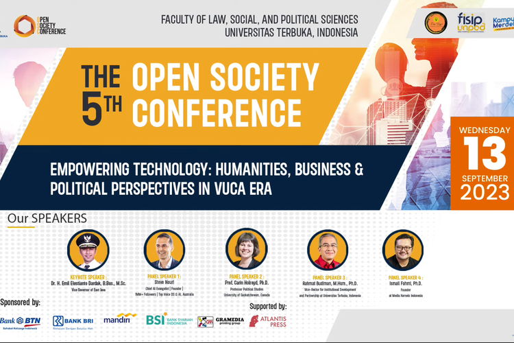 FHISIP UT kembali menggelar Open Society Conference (OSC) yang berlangsung secara hibrid pada 13 September 2023 di UT Covention Center, Tangerang Selatan.