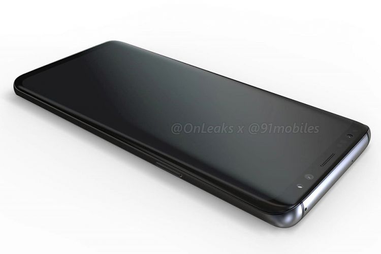 Bocoran gambar render Galaxy S9 Plus, dari sisi depan.