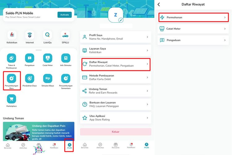 Ilustrasi cara cek status permohon pasang listrik baru di PLN Mobile 