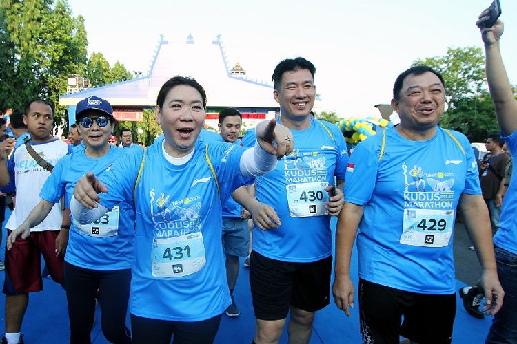 Legenda bulu tangkis seperti Susy Susanti, Alan Budikusuma dan Eddy Hartono ikut serta dalam  Kudus Relay Marathon, MInggu (21/10/2018).