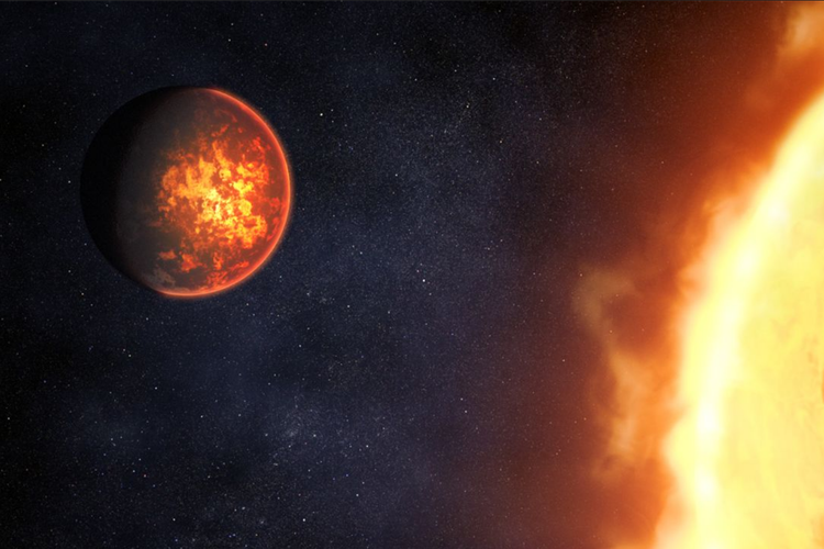 Ilustrasi eksoplanet Janssen yang juga dikenal dengan sebutan Cancri e. Planet luar Tata Surya ini memiliki waktu satu tahun yang sangat cepat, yakni hanya berlangsung 17,5 jam.