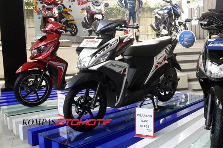 Deretan skutik Yamaha di dealer Yamaha DDS, Cempaka Putih, Jakarta Pusat.