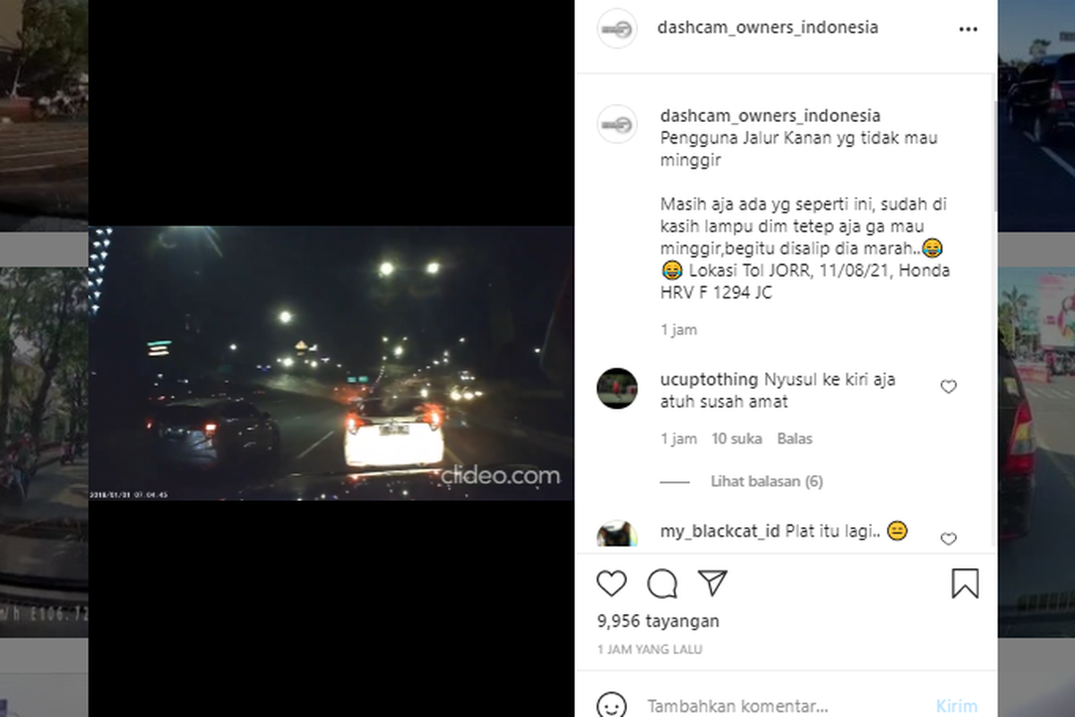 Jalur kanan jalan tol hanya untuk mendahului